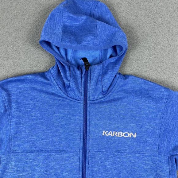 Karbon Jacket Mens Large Blue Full Zip Hooded Fleece Lined Sweatshirt Outdoor - Picture 2 of 7